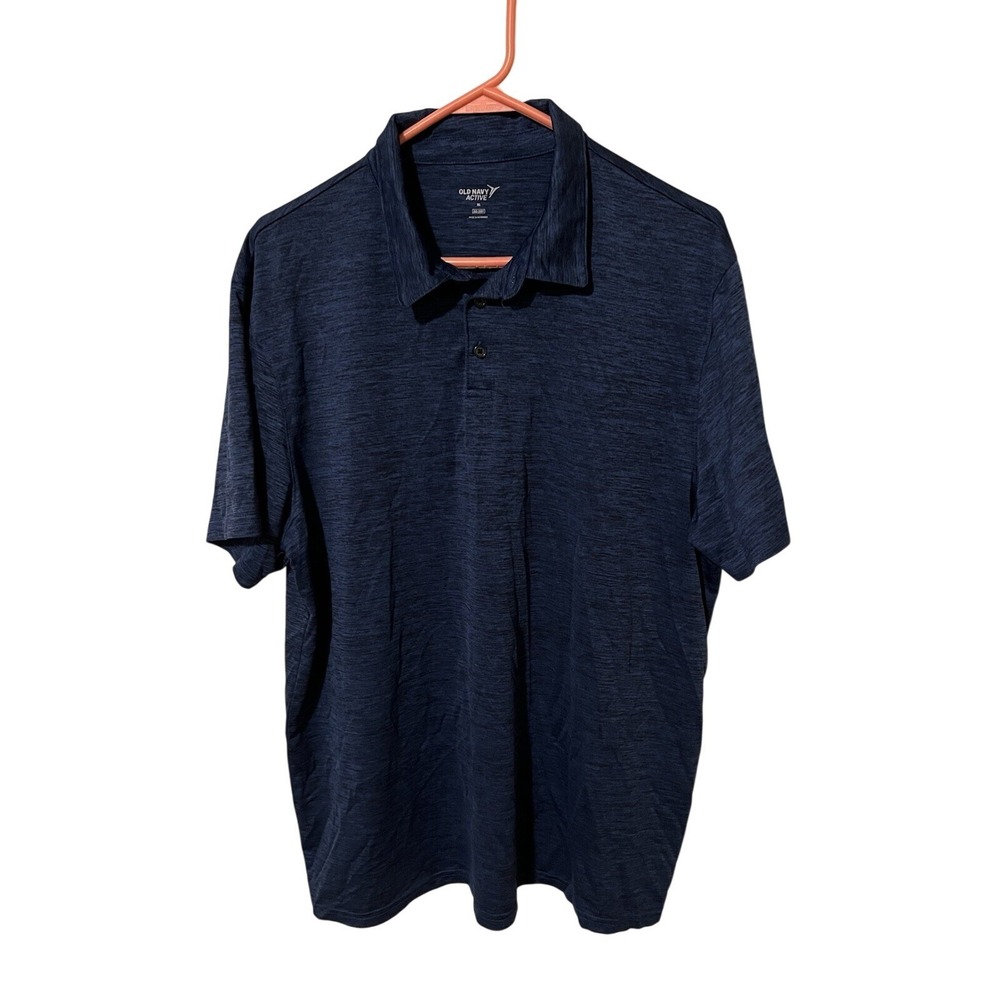 Old Navy Active Go-Dry Mens Performance Polo Shirt Navy Blue Space Dye XL 604416 - Picture 1 of 7